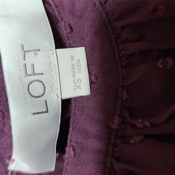 Ann Taylor Loft Dress Summery Lightweight Plum Purple Swiss Dots Size XS EUC - Picture 8 of 9